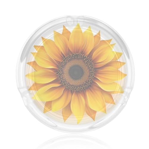 Posacenere rotondo in vetro a forma di girasole con base antiscivolo, per casa, ufficio o esterno