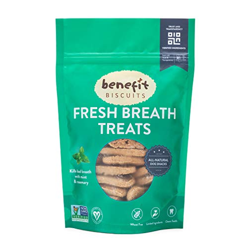 Benefit Biscuits, All Natural Dog Treats, Certified Vegan, Non GMO, Wheat Free, Healthy Dog Biscuits, Made in USA (Mint, Regular Bag, 7oz) Benefit Biscuits, All Natural Dog Treats, Certified Vegan, Non GMO, Wheat Free, Healthy Dog Biscuits, Made in USA (Mint, Regular Bag, 7oz)