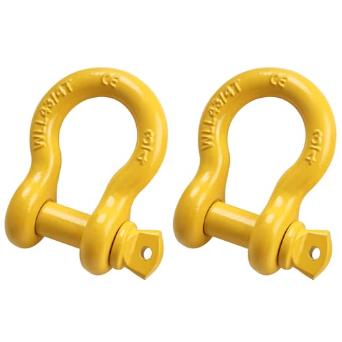 BOOMSTART Schwerlast-Bügelschäkel, 4,75 Tonnen (4,3 kg) Schraubstift, 3/4-Zoll-D-Ring aus legiertem Stahl, für Abschlepphebeband, LKW, Pickups, Jeeps, Geländewagen, Gelb