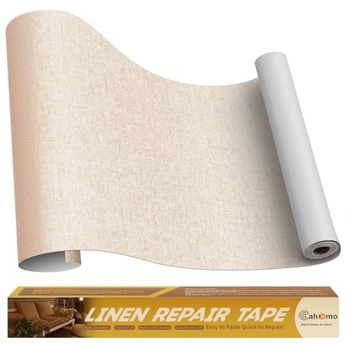 Cahomo Parches de Reparación de Lino 40x230 cm Tela Adhesiva para Tapizar para Sofa Tela Asientos