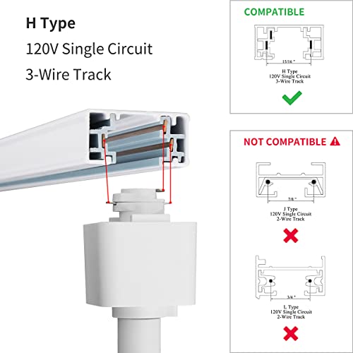 mirrea H Type Track Lighting Head to E26 Medium Screw Base Adapter Light Direction Adjustable Pack of 3 (White) by mirrea - Image 2