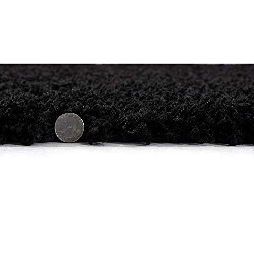 Hochflor Teppich SANAT für Wohnzimmer in Schwarz, 80×150 cm
