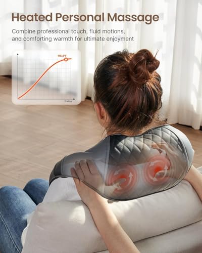 RENPHO Massagegerät, Schulter Nackenmassagegerät mit Wärme, Rückenmassagegerät mit 3D-Massage von tiefem Gewebe, Nackenmassage mit Tiefknetmassage, Massage für Nacken, Rücken, Geschenke für Frauen 2