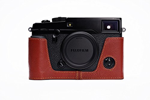 Handmade Genuine Real Leather Half Camera Case Bag Cover For Fujifilm X-Pro2 Brown Bottom Opening Version #TOP2