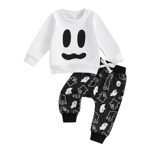 Image of Sprifallbaby Halloween Baby Clothes Long Sleeve Sweatshirt Newborn Toddler Baby Halloween Outfit Fall Boy Clothes Pants Set