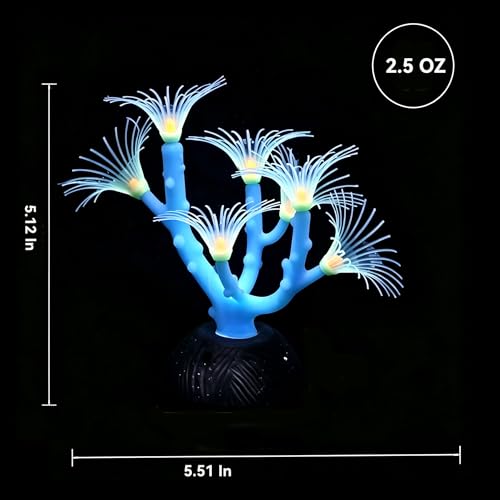 Image of ZtohPyo Aquarium Coral Plant Ornament with Glowing Effect, Silicone Soft Fish Tank Decorations, Artificial Glow in The Dark Plant Ornament for Fish Tank Landscape Decoration