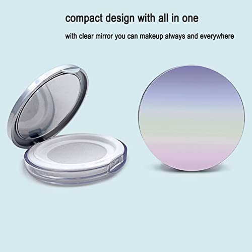 Plastic Loose Powder Compact Container With Velvet Powder Puff Mirror And Elasticated Net Sifter,Sohynca Empty Reusable Powder Box, 5G Portable Diy Makeup Powder Case (Silver) #TOP4