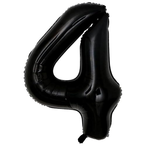 Palloncini gonfiabili a forma di numero, 101,6 cm, ideali per compleanni, matrimoni, feste, colore nero, 4