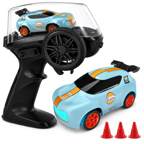 Image of Storio Punto Mini RC Car 1:64 Scale, 2.4GHz Remote Control Car with Drift & Grip Modes, Dual Speed, LED Lights, 100m Range, Rechargeable RC Drift Car for Kids Boys Girls & Adults