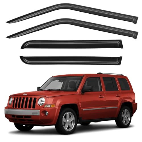 Image of Window Visors Rain Guards Shield for 2007-2018 Jeep Patriot, Out-Channel Window Vent Wind Deflectors Visors Shades for 07-18 Patriot