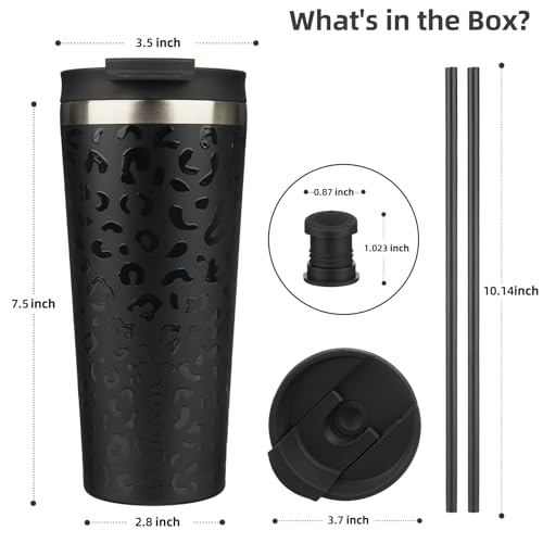 Image of BJPKPK 22 oz Coffee Tumbler with Straw, Insulated Stainless Steel Cup