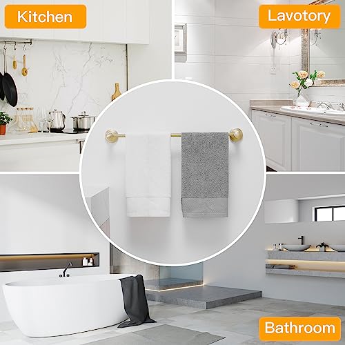 BESy Adjustable 16 to 26 Inch Bath Towel Bar Rack for Bathroom Towel Holder, Wall Mounted Towel Bar Rod Hanger Bathroom Hardware Accessories Hotel Style, Stainless Steel, Brushed Gold by BESy - Image 3