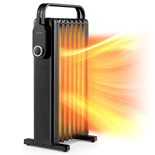 Goflame 1500W Oil Filled Radiator Heater, Electric Portable Space Heater With 3 Heat Settings, Overheat & Tip-Over Protection, Quiet Heater With Towel Rack And Wheels For Home Office Indoor Use, Black #TOP24