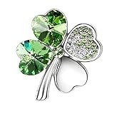 Clysburtuony Lucky Leaf Brooch Pins Bling Diamond Crystal Brooch Pin for Women Girls (Green)
