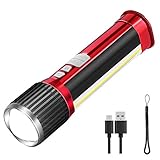 LED Taschenlampe USB Aufladen: 2020 neueste professionelle Taschenlampe und moderne Farben, 10W Hochleistungs-LED, T6 Docht, USB-Aufladung, Mit COB Seitenlicht. Keine Batterie erforderlich. Ideal für Outdoor-Aktivitäten und den Einsatz im Alltag.