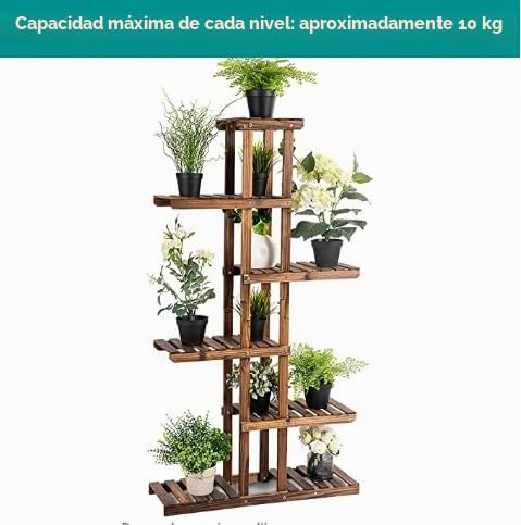 GOPLUS Estanteria Madera para Plantas, Desmontable Soporte para Flores Interior, Estante Decorativa de Macetas, Madera Maciza, 6 Capas, 75 x 25 x 140,5 cm