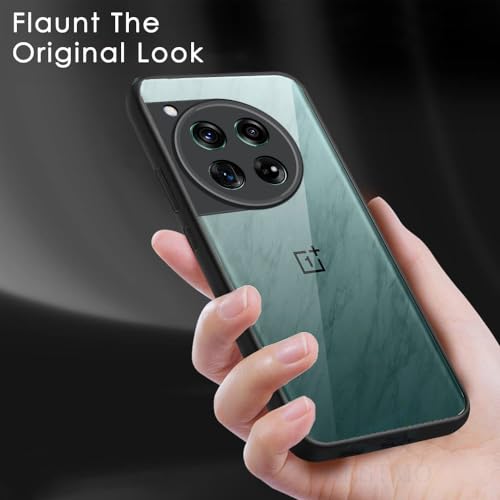 Image of AESTMO OnePlus 12 5G Back Cover | 360 Protection | Crystal Clear Hard Back Transparent | Bumper Case for OnePlus 12 (PC & TPU, Black Bumper)