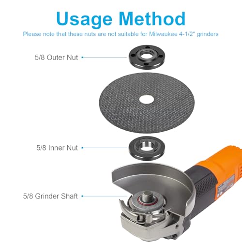 Image of 7PCS Angle Grinder Nut Wrench Kit, 5 /8-11 Flange Metal Lock Nut | Compatible with for DeWalt Milwaukee Metabo Bosch Ryobi Black & Decker 4.5 inch 5 inch Grinder Parts