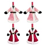 baotongle 4pcs Christmas Wine Bottle Covers Santa Claus Sweater Knitted Coat Decorations Reusable Wine Bottle Bags for Xmas Party and Home Dinner