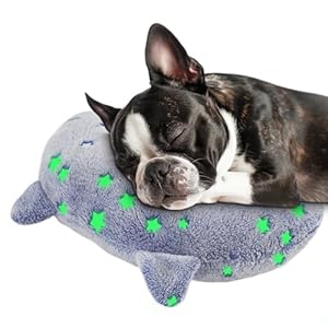 Dog Calming Pillow Glow in The Dark, Soft U-Shaped Pet Pillows for Dogs & Cats, Machine Washable, Dog Neck Pillow, Joint Relief, Better Sleep (Large, Blue)