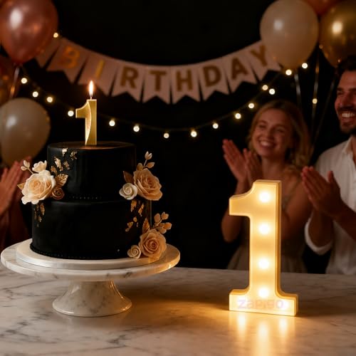 Image of Balloonistics LED Marquee Number 1 Light - Cordless Battery-Operated 8.66-Inch Warm Glow Light Up Number Sign for 1st Birthday, Anniversary, Wedding & Party Decoration