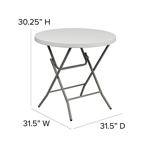 EMMA + OLIVER 2.63-Foot Round White Plastic Folding Banquet and Event Table - Thumbnail 2