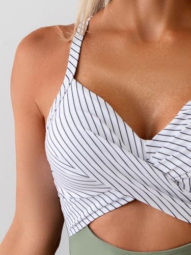 Image of B2prity Women Cutout One Piece Skirt Swimsuit V Neck Wrap Tie Back Swimdress Tummy Control Bathing Suits Slimming Swimwear