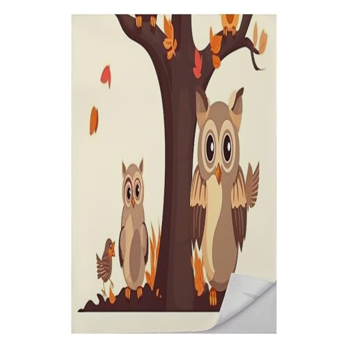 AQRJLPM Cartoon Owl on Tree Quick Dry Towel Cold Fabric Workout Sweat Towels Highly Absorbing Odor-Free Travel Towel for Hot Yoga Tennis Running Exercise Working Out Camping