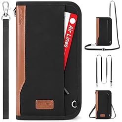 Reisepass Tasche Familie Reisepasshülle mit RFID-Blocker, Wasserdicht Reiseorganizer, Travel Organizer Damen Herren für Reisedokumente kreditkarten Tickets Ausweis, Schwarz & Braun