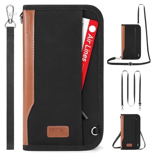 Looxmeer Reisepass Tasche Familie Reisepasshülle mit RFID-Blocker, Wasserdicht Reiseorganizer, Travel Organizer Damen Herren für Reisedokumente kreditkarten Tickets Ausweis, Schwarz & Braun