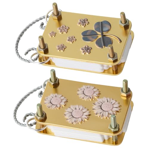RJLCTH 2 Pcs Micro Flower Press Keychain Portable Mini Flower Press with 40 Reusable Blotting Papers for Flower Preservation Resin Art Journals Scrapbooking and DIY Botanical Crafts