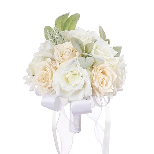 MISNODE Ramo de Boda, Ramos de Boda de Rosas Artificiales para Novia, Ramo de Dama de Honor, Ramo de Imitación para Novia, Dama de Honor, Ramos de Boda para Novia y Dama de Honor