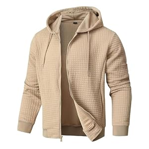 JMIERR Kapuzenpullover Herren Pullover Langarm Waffelmuster Casual Sweatjacke Hoodie Kapuzenpulli
