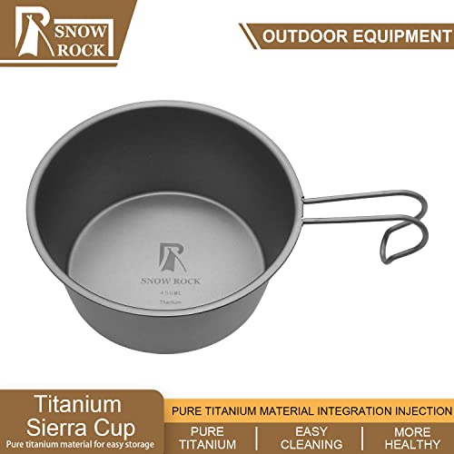 Snow Rock 450Ml Titanium Sierra Cup Bowl Lightweight Camping Bowl Stackable Cup Titanium Camping Cookware Suitable For Camping Backpacking Hiking Travelling #TOP6