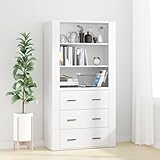 Gecheer Highboard Weiß Holzwerkstoff, Vielseitiger Hochschrank Aufbewahrungsschrank für Flur Büro Wohnzimmer3185391