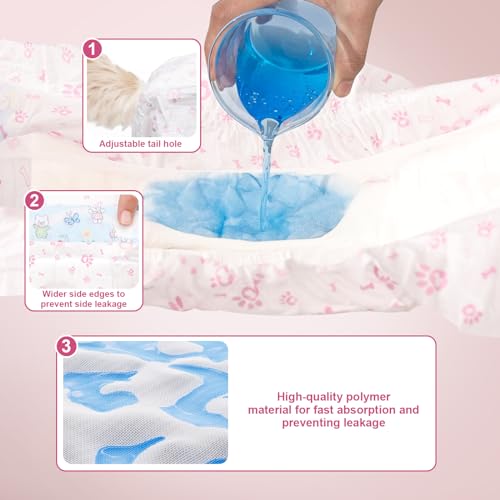 Image of Disposable Dog Diapers Female 90 Count Doggie Diapers for Female Dogs (Waist 10-16.5 in S) Super Absorbent Small Doggie Diapers for Heat Excitable Urination or Incontinence - Pink