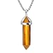 BEADNOVA Natural Brown Tiger Eye Gemstone Necklace Crystal Healing Point Reiki Chakra Pendant Necklace Stainless Steel Chain 18''