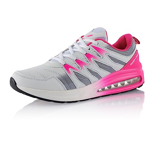 Fusskleidung Damen Herren Sportschuhe Dämpfung Sneaker leichte Laufschuhe Weiss Pink EU 43