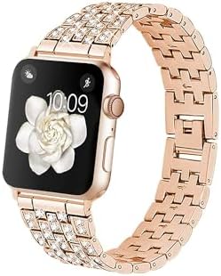 Metal Bling Bands Compatible with Apple Watch Band 38/40/4mm, 42/44/45mm iWatch Strap Series 8 7 6 SE 5 4 3 2 1 for Women image 5