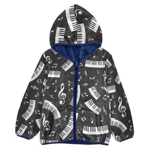 CHIFIGNO Piano Keyboard Musical Notes Kids Zip up Jacket Fleece Jacket for Fall Winter 3T