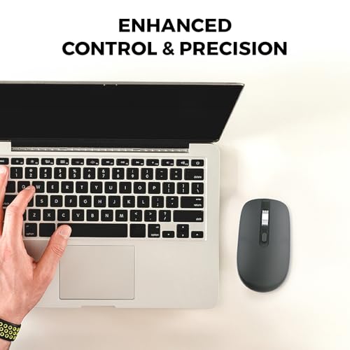 Image of Trands TR-MU8564 Wireless Bluetooth Mouse & 2.4GHz Dual Mode, Rechargeable Mouse 500mAh, Ergonomic Design with Metal Scroll, DPI Adjustable 800 /1200 /1600, Windows, Mac Laptop & PC Compatible (Black)