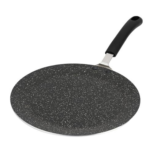 LENAK Induction Base Tawa Tava Non-Stick Chapatti and Indian Flatbread Crepe Pan Roti Pancake Dosa Pan Aluminium Black/Suitable for Induction Electric & Gas Hobs Dishwasher (30cm)