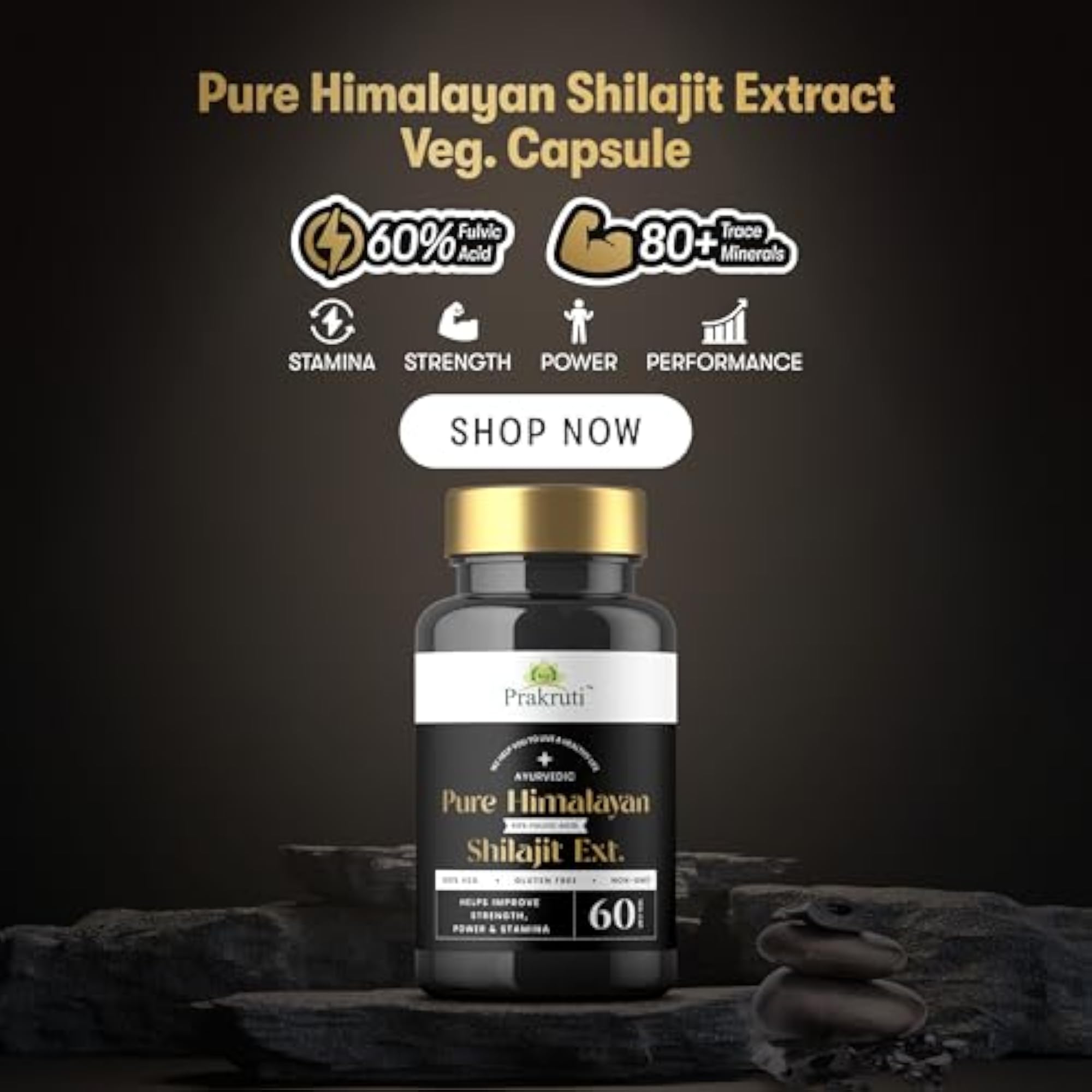 Prakruti Himalayan Shilajit Veg Capsules