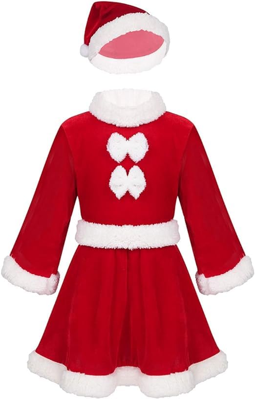 MODERNAZ Santa claus dress for kids girls | christmas costume for kids, halloween party fancy dress (8-9 Years) (B0CM6YNS6L) Amazon Price History, Amazon Price Tracker