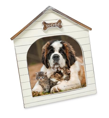 Isaac Jacobs 4x4 Natural Resin Sentiments Woof Doghouse Frame, Vertical