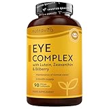 Nutravita Natürliche Augen Kapseln - HOCHDOSIERT mit 20 mg Lutein, 2,5 mg Zeaxanthin, Heidelbeerextrakt, Vitamin A, B12 & Zink - 90 vegane Kapseln - ohne unerwünschte Zusatzstoffe - 3 Monatsvorrat