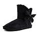 Mini Womens Flat Ribbon Winter Fur Ankle Short Fux Suede Boots