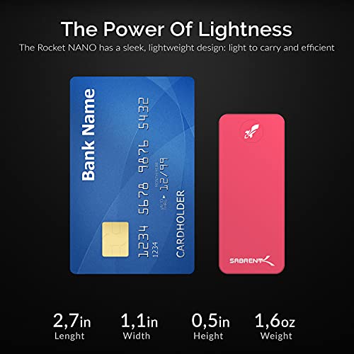 Image of SABRENT 1TB Rocket Nano External Aluminum SSD Up to 1000MB /s (Red) (SB-1TB-NANO-RED)