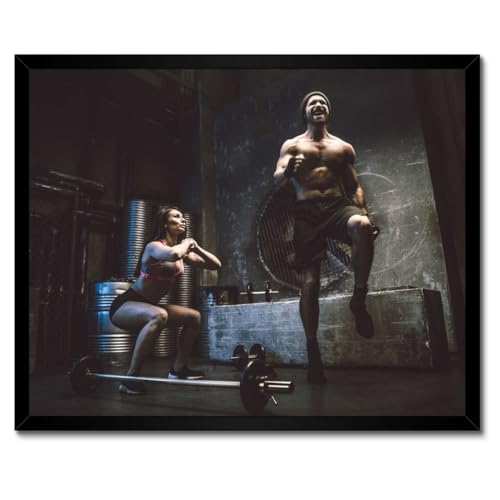 Poster sport Home Gym cadre blanc 50x40 cm cadre mural fitness musculation maison