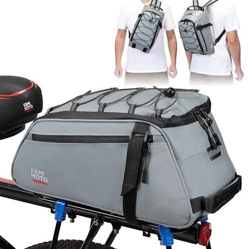 KEMIMOTO 13L Rear Bike Rack Bag, Water-Resistant, 3-in-1